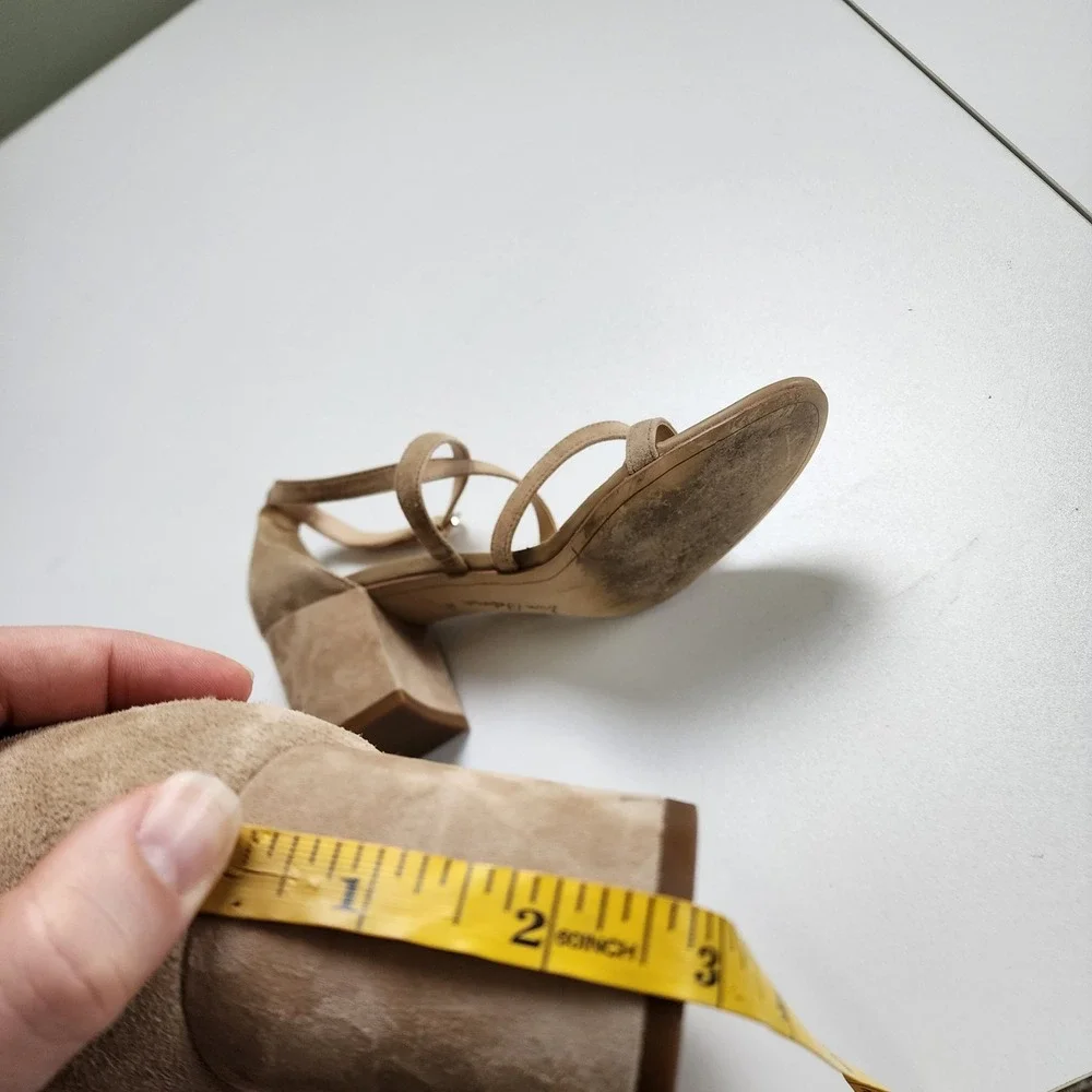 Sam Edelman Womens Stacie Block Heel Sandals Size 10 Oatmeal Suede Leather
